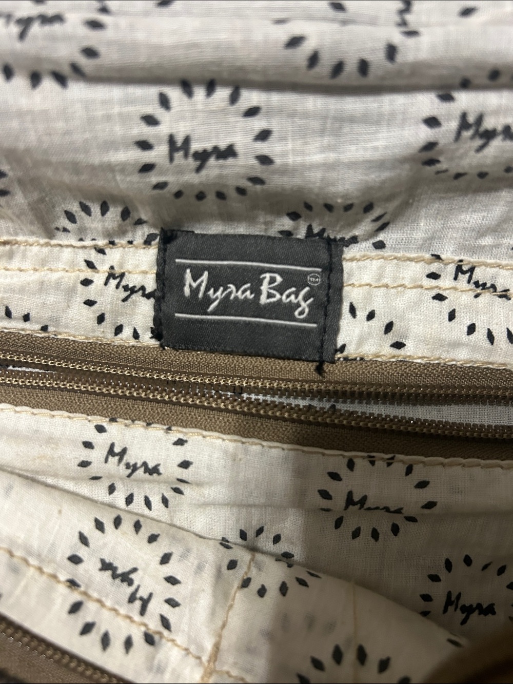 Myra Bag Bloom Bleach Floral Canvas & Black White Cowhide Backpack - Picture 7 of 9